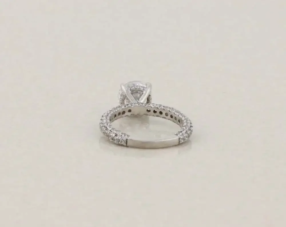 Sterling Silver Sparkly High Set Cubic Zirconia Solitaire Ring Pave Set Band 5.5